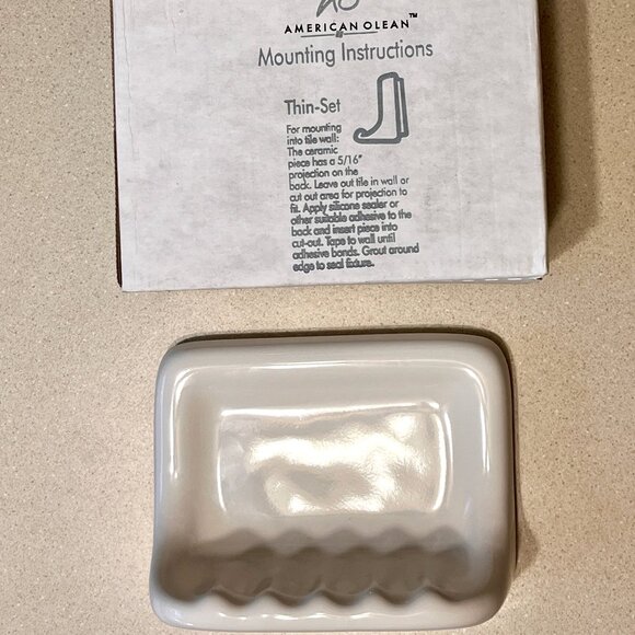 Tub Soap Dish Tile * American Olean * Off-White/Bone/Cream * Thinset Wall Mount - Picture 5 of 7